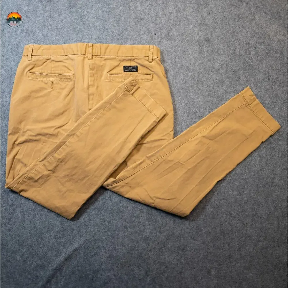 Banana Republic Chino Pants Brown Slim Tapered Fit Pockets Preppy Men's Sz 34X32
